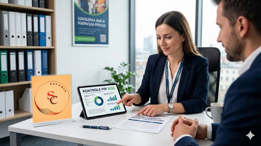 Doradca z safetycare z klientem analizuje nowe uprawnienia PIP w 2026 roku